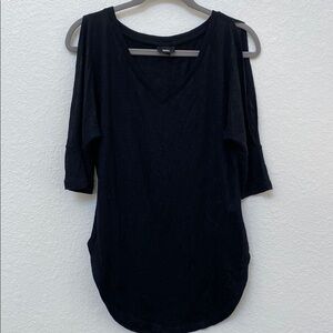 Black V-Neck Women's Top